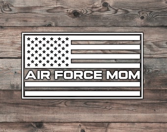 Air Force Mom Sticker - 7.5 x 4 in | Air Force Sticker Gift USA Flag Decal For Air Force Parent Soldier American Flag Sticker US Flag Decal