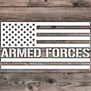 Armed Forces American Flag Sticker Decal - 7.5 x 4 inch | Patriotic Stickers | Car Flag Sticker | USA Flag Sticker | Flags Stickers