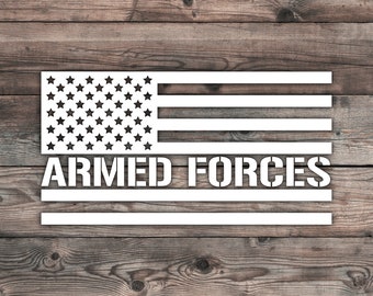 Armed Forces American Flag Sticker Decal - 7.5 x 4 inch | Patriotic Stickers | Car Flag Sticker | USA Flag Sticker | Flags Stickers