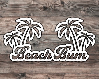 Beach Bum Florida Decal: Retro Car Sticker (7 x 3.2 in)