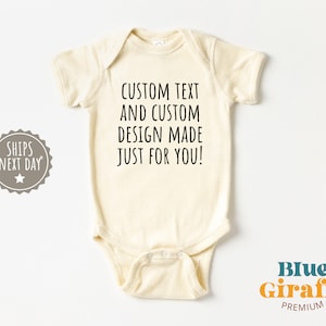 Custom Text & Image Toddler Shirt, Personalized Natural Kids Shirt, Your Design Toddler Tee image 2