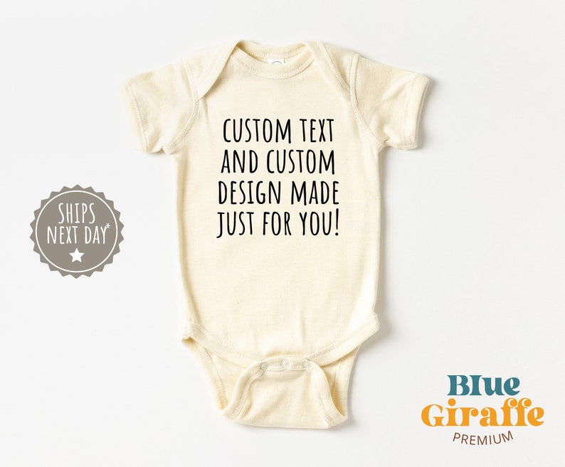 Custom Text & Image Toddler Shirt, Personalized Natural Kids Shirt, Your Design Toddler Tee image 2