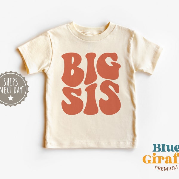 Big Sis Toddler Shirt, Cute Retro Kids Shirt, Vintage Natural Big Sister Toddler Tee