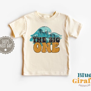 The Big One Toddler Shirt, Retro Wave Birthday Kids Shirt, Cute First Birthday Natural Toddler Tee image 1