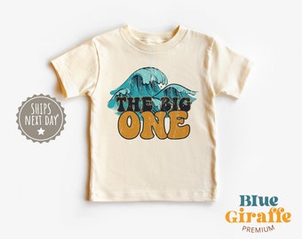 The Big One Toddler Shirt, Retro Wave Birthday Kids Shirt, Cute First Birthday Natural Toddler Tee