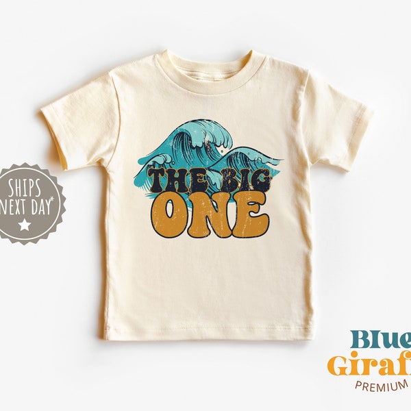 The Big One Toddler Shirt, Retro Wave Birthday Kids Shirt, Cute First Birthday Natural Toddler Tee