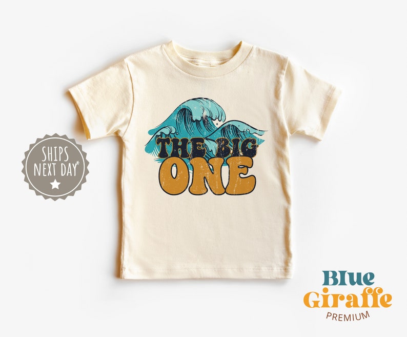 The Big One Toddler Shirt, Retro Wave Birthday Kids Shirt, Cute First Birthday Natural Toddler Tee image 1