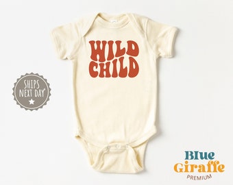 Wild Child Baby Onesie®, Body rétro pour enfant sauvage, mignon hippie naturel bébé Onesie®