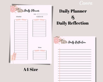 Dagelijkse planner, Plan mijn dag, dagboek, zelfreflectie, Werkdagschema, Schema, georganiseerd