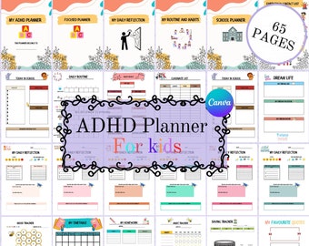 ADHD Planner for Kids, Children Planner, Printable School Planner,ADHD Planner Printable, ADHD Journal, Kids activities, Children planner