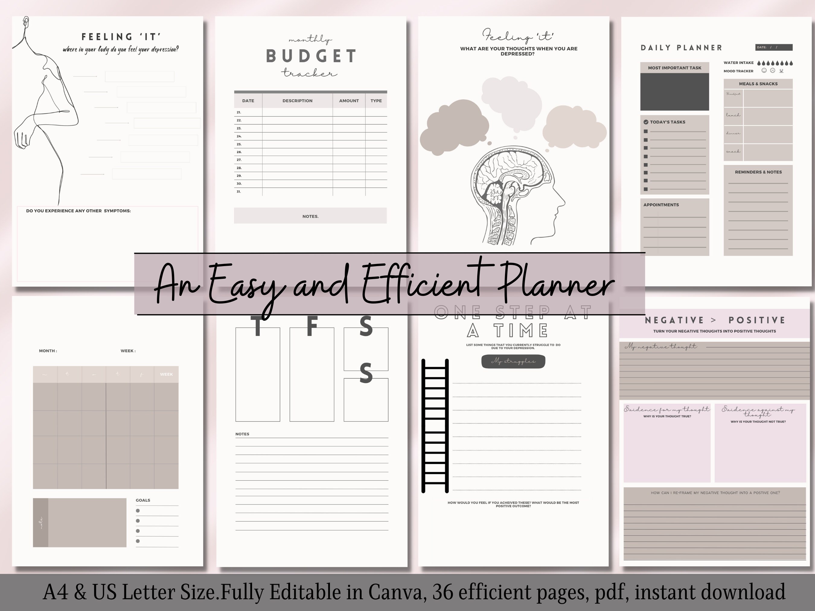 Printable Depression Planner, Depression Journal, Therapy Worksheet ...