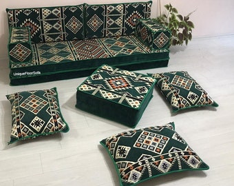 Ensemble de canapés arabes, avec canapé et tapis ottomans, canapé de siège au sol, coussin de sol intérieur et extérieur, canapé de salon, sièges d’oreillers de sol