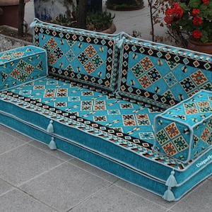 8'' Thickness Turquoise Arabic Sofa Floor Seating ,Sectional Sofas,Floor Cushions,Garden Sofa,Balcony Sofas,Jalsa,Indoor & Outdoor Cushions