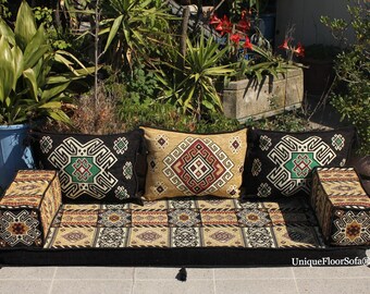 Beige Arabic Floor Sofa Set: Outdoor Garden Seating