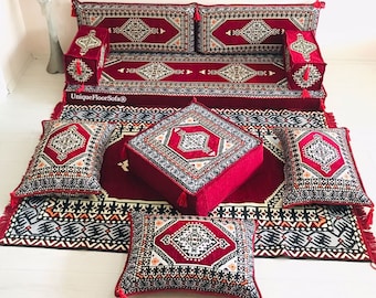 Canapé arabe, Coussin d'assise au sol, Canapé de sol, Canapés de sol, Canapés sectionnels, Canapé ottoman, Canapés de sol marocains avec coussins de sol