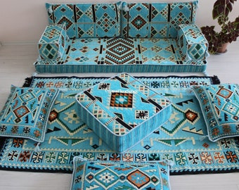 Arabic Majilis Sofa Floor Seating Set,Floor Cushions,Turquoise Floor Pillows,Pallet Sofas,Bench Cushions,Living Room Sofas,Futon Couch,Jalsa