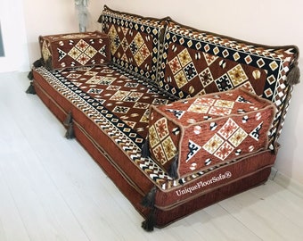 8'' Thickness Moroccan Living Room Floor Couch, Bench Cushion, Arabic Floor Seating Sofa, Sectional Sofa Set, Boho Sofa