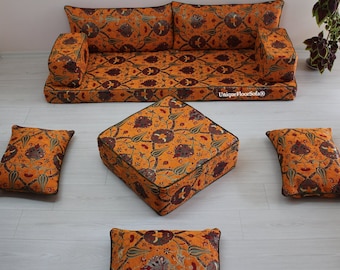 Ensemble de canapés au sol arabe personnalisable, canapé de salon marocain, canapé au sol, canapé coussin de sol, coussins de banc, canapé au sol turc