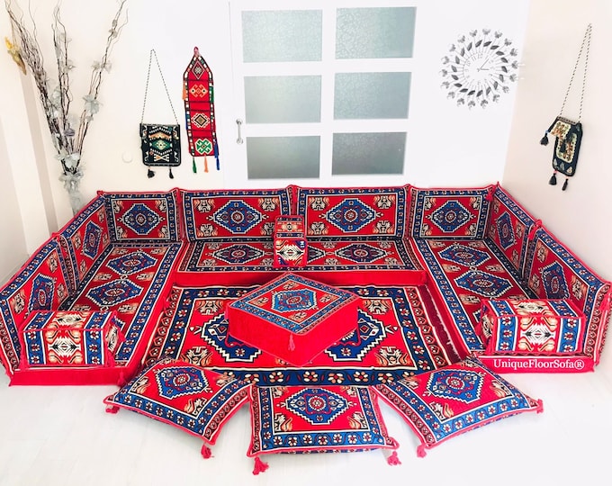 Arabicsofa Cozy U-Shaped Arabic Sofa Set With Floor Cushions & India | Ubuy-713794