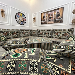 Turkish L Shaped Living Room Floor Sofa Set , Living Room Home Decor, Ottoman Couch, Floor Cushion Couch, Arabic Majlis, Corner Sofa Set