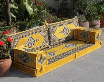 Canapé arabe Yellow Palace extérieur, coussin de sol, canapé de siège au sol, canapé de jardin, coussin de balcon