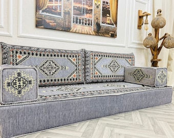 8'' Thickness Arabic Sofa,Floor Seating Set, Floor Couch, Arabic Sofa Cover,Floor Cushion,Moroccan Living Room Home Decor,Turkish Floor Sofa