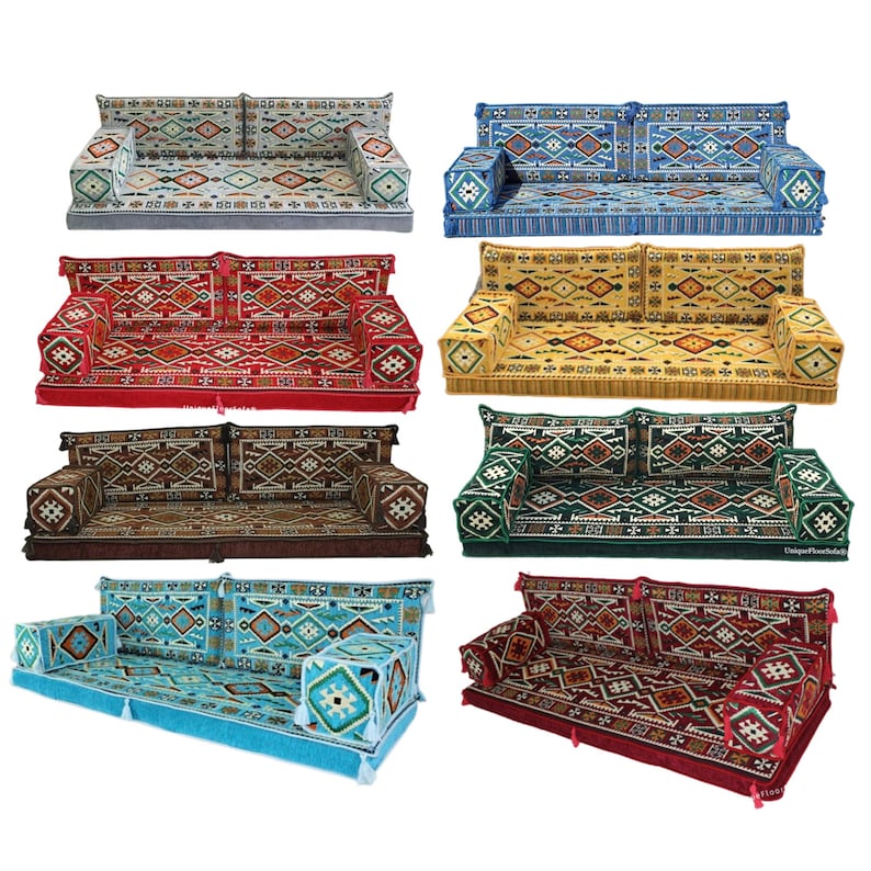 Royal Anatolian Arabisch Sofa Set, Bodenkissenbezug, Schnittsofa, Palettensofas, Bodencouch im Innen und Außenbereich, Bodenbestuhlung Bild 1
