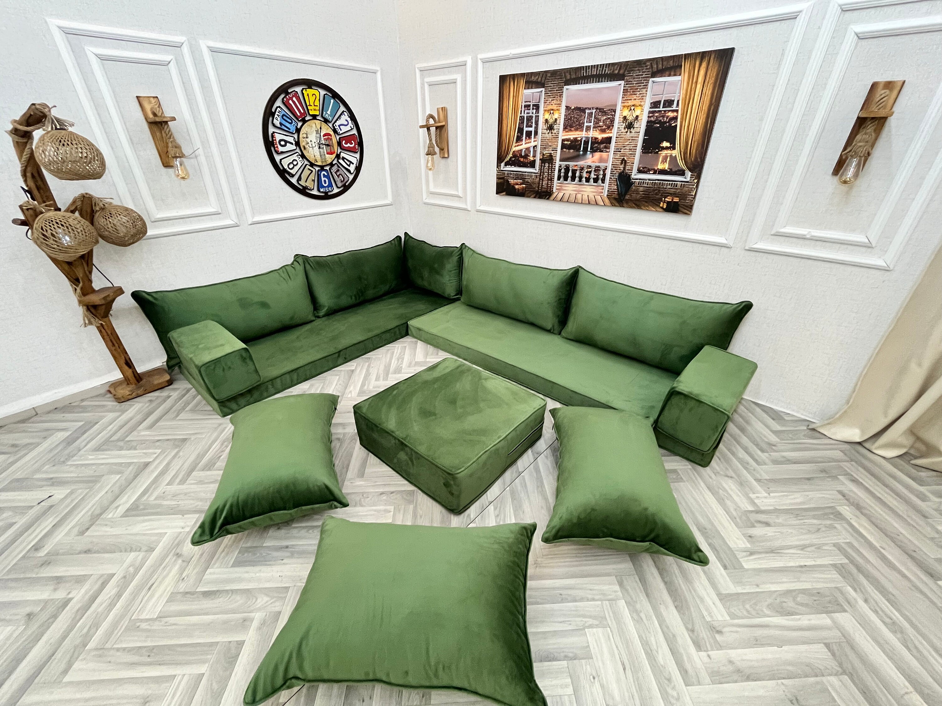 高級ソファー グリーン ベルベット NN600】選べる色Mid Centuryベルベットソファーグリーン (ソファ