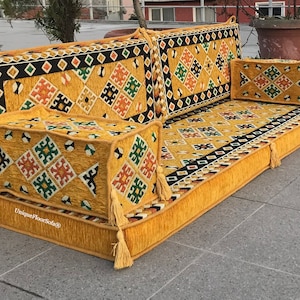 Arabic Floor Seating Sofa: Handmade Jalsa Couch with Cushions