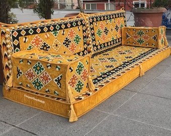 Arabic Floor Seating Sofa: Handmade Jalsa Couch with Cushions