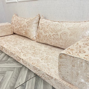 Custom Velvet Arabic Sofa Floor Seating Set, Convertible floor sofa bed, Boho Furniture, Living Room Decor, Floor Cushion, Bench Cushions zdjęcie 3