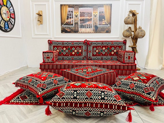 8 Height Living Room Floor Seating Arabic Sofa Set Floor Sofas and Couches red Floor Cushion Sectional Sofa Ottoman Couch Floor Pillow Etsy