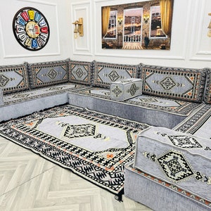 8'' Thick Modular U Shaped Arabic Living Room Sofa Floor Seating Set ,Boho Floor Couches ,Sectional Sofa, Arabic Majlis Sofa, Floor Cushion zdjęcie 5