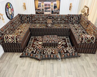 Custom 16'' Thick Arabic Majlis Floor Sofa Set: Modular Sectional Couch with Rug