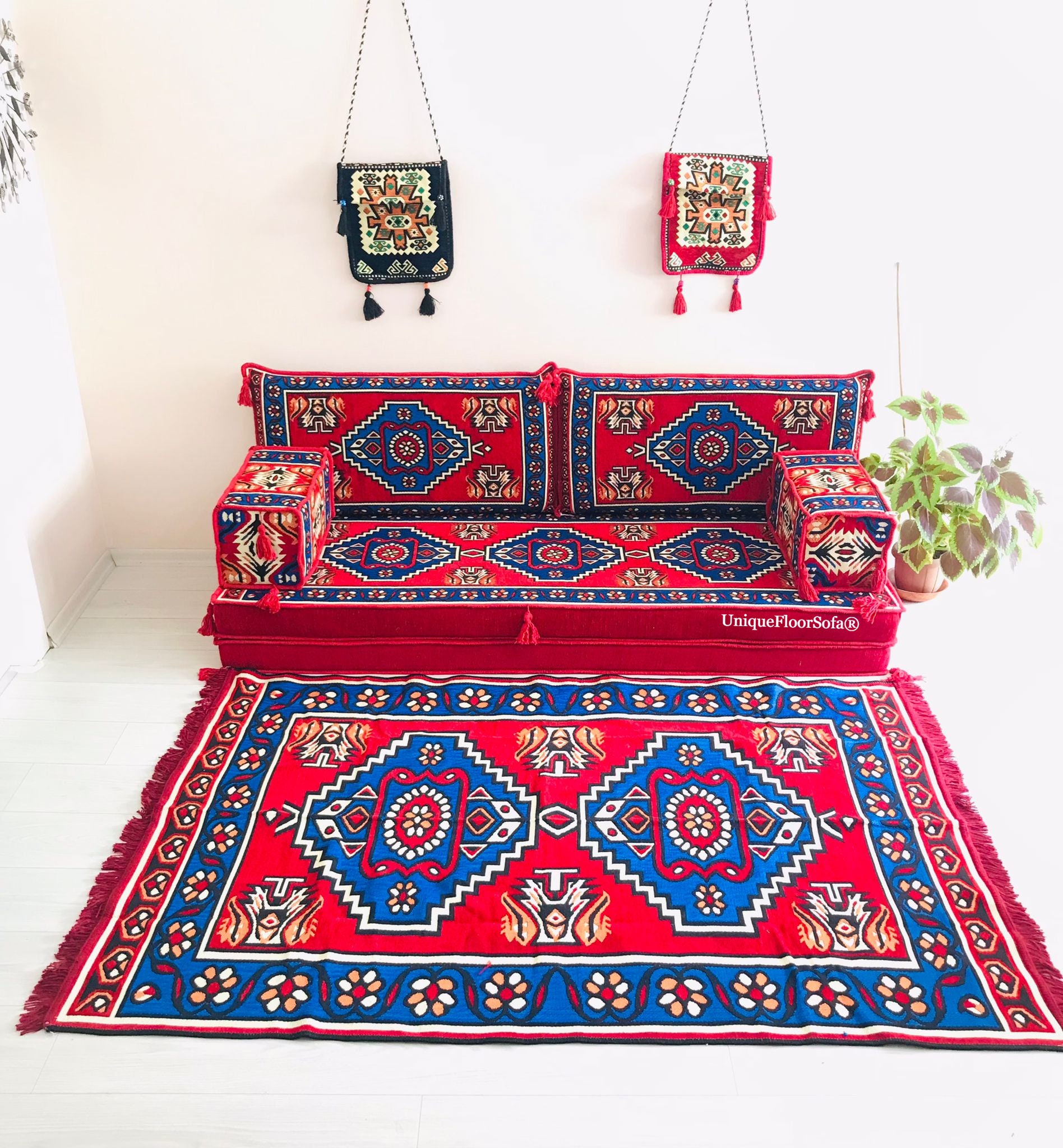 Majlis Rug Arabic Floor Sofa Set: Moroccan Majlis Seating, Rug & Cushions - Etsy