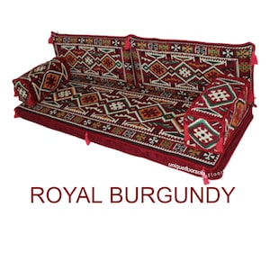 Royal Anatolian Arabisch Sofa Set, Bodenkissenbezug, Schnittsofa, Palettensofas, Bodencouch im Innen und Außenbereich, Bodenbestuhlung -ROYAL BURGUNDY