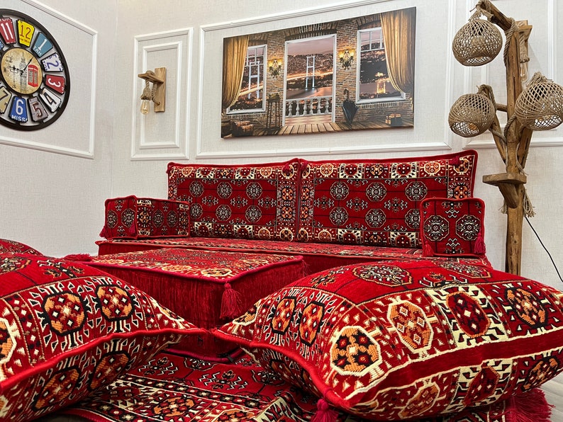Ensemble de canapés polyvalents de salon turc de 20 cm 20 cm d'épaisseur, canapés de sol et canapés et ottomane, canapé arabe, canapé sectionnel, canapé coussin de sol image 2