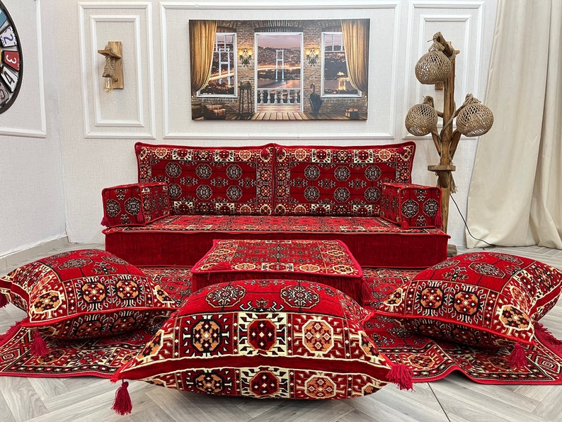 Ensemble de canapés polyvalents de salon turc de 20 cm 20 cm d'épaisseur, canapés de sol et canapés et ottomane, canapé arabe, canapé sectionnel, canapé coussin de sol image 1