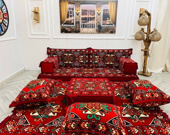 Yoga and Relaxation Arabic Sofa Living Room Floor Seating Sets, Floor Sofa , Ottoman Couch and Pillows, Floor Cushion Couch, Modular Sofa