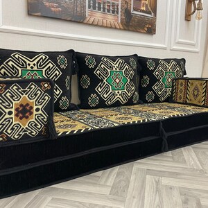 8'' Thickness Convertible Sofa Bed, Arabic Sofa Floor Seating Couch, Boho Couches, Sectional Sofa, Floor Sofa, Arabic Majlis, Floor Cushions Sofa Only