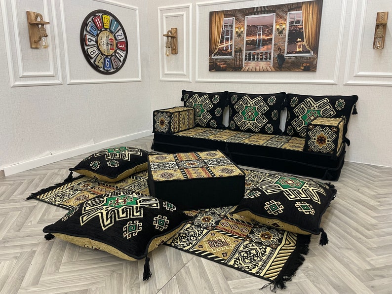 8'' Thickness Convertible Sofa Bed, Arabic Sofa Floor Seating Couch, Boho Couches, Sectional Sofa, Floor Sofa, Arabic Majlis, Floor Cushions zdjęcie 4