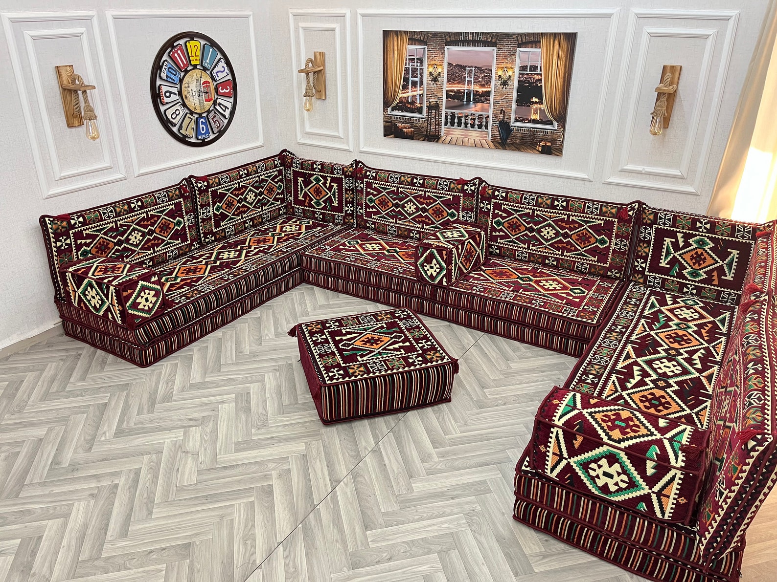 8'' Thick U Shaped Arabic Modular Sectional Living Room Sofa, Floor ...