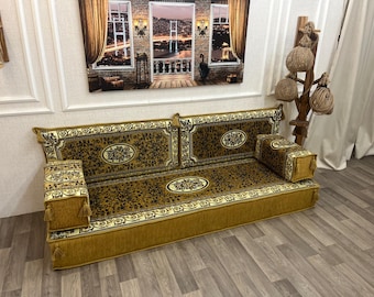 Handmade Ottoman Majlis Seating for Elegant Homes, Luxury Turkish Floor Sofa,  Arabic Floor Couch