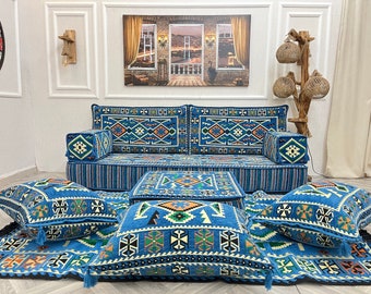 8 inch Thick Handcrafted Turkish Living Room Sofa Set, Floor Sofas and Couches & Ottoman, Arabic Sofa, Sectional Sofa ,Floor Cushion Couch