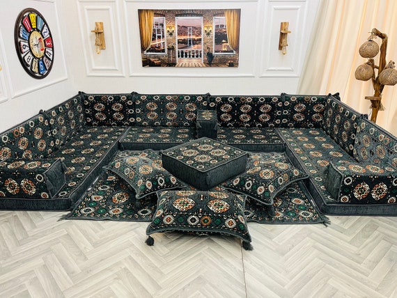 Arabic Sofa U Shaped Authentic Living Room Floor Seating Set Floor Cushion Seating Arabic Majlis Turkish Floor Sofa Set ottoman Couch Rug Etsy UK