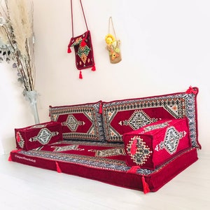 Moroccan Home Decor Floor Couch with Rug, Bench Cushion, Floor Couch, Arabic Sofa Floor Seating Set, Floor Cushions, Floor Sofa Farmhouse