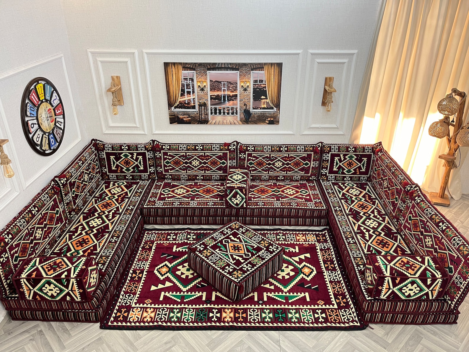 8'' Thick U Shaped Arabic Modular Sectional Living Room Sofa, Floor ...