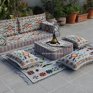 Arabic Sofa Set, Bench Cushions,Sectional Sofa,Floor Cushions, Indoor&Outdoor Ethnic Floor Seating Sofa,Terrace Garden Sofa,Boho Floor Couch image 2