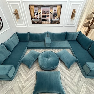 U-Shaped Velvet Floor Sofa: Modern Living Room Seating Set