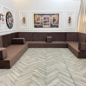 Customizable Velvet Modular Sofa Set: U-Shaped Floor Seating Couch, Custom Made